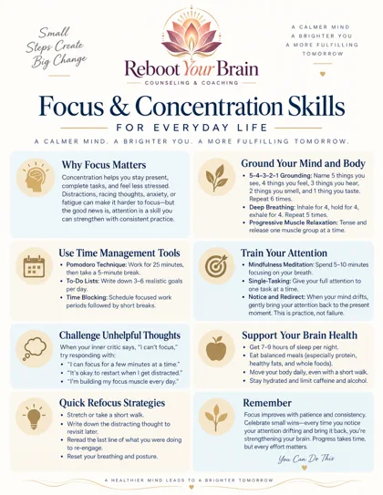 Illustrated preview of Focus & Concentration Skills